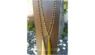 natural ceramic color beads prayer necklaces with tassels